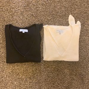 Lot of TWO Madewell (texture and thread) V-Neck tie tops. Size Small